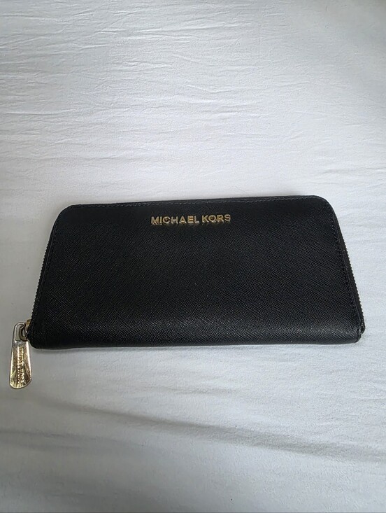 Michael Kors Handbags - Michael Kors Black Saffiano Leather Zip Wallet with Gold Logo